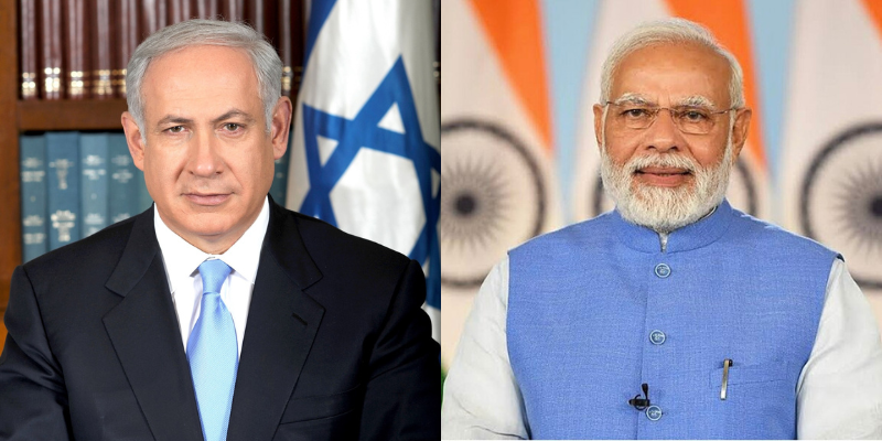 Israeli prime minister Bibi Netanyahu (left) and Indian prime minister Narendra Modi