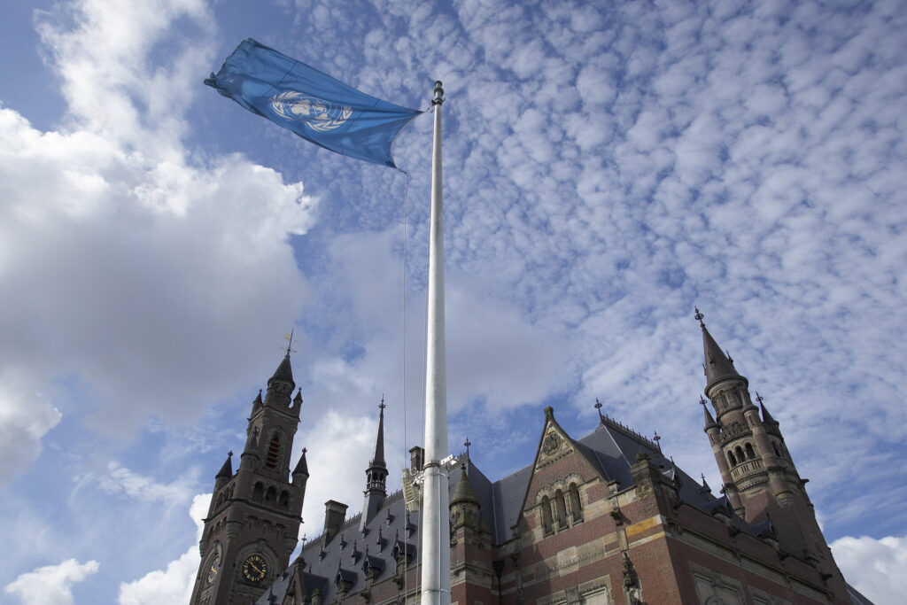 photo showing the Peace Palace, the seat of the International Court of Justice. The ICJ ruled in January 2024 that it would investigate charges that Israel is committing the crime of genocide in its retaliations against Gaza.