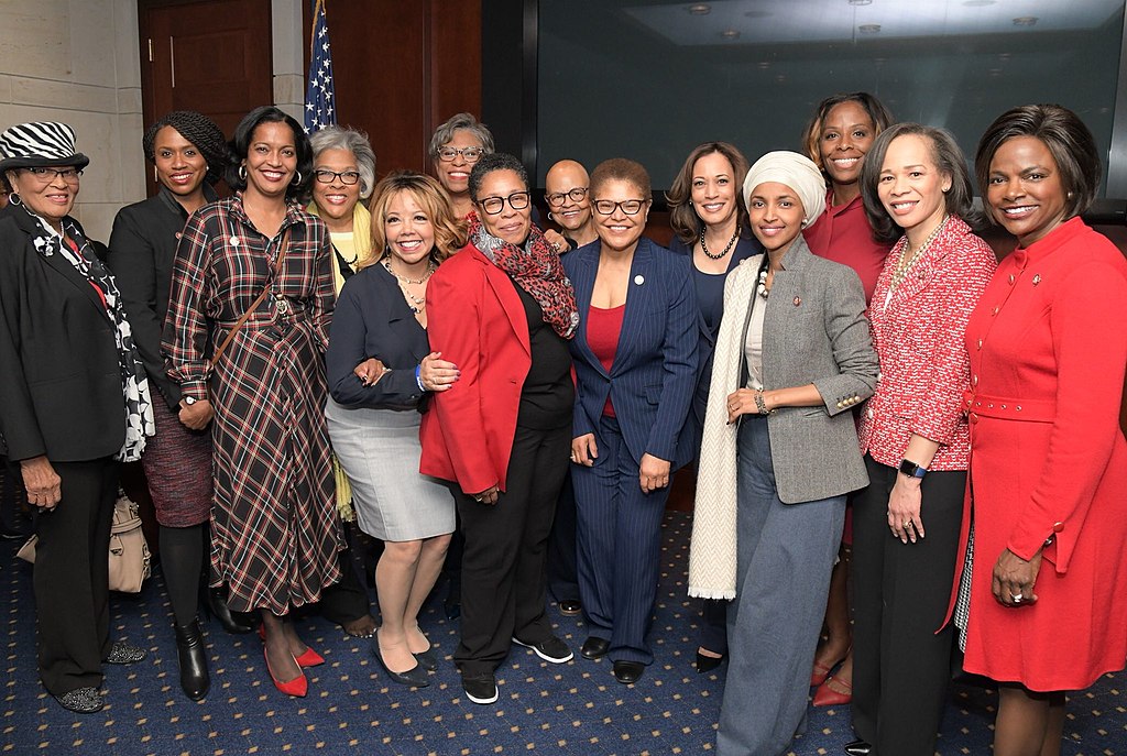 Women members of the Congressional Black Congress gather in the office of Senator Kamala Harris (D-California) on January 18, 2019.