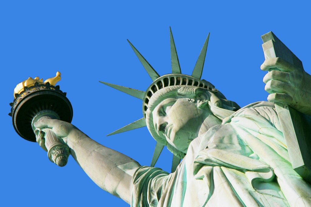 The Statue of Liberty in New York harbor.
