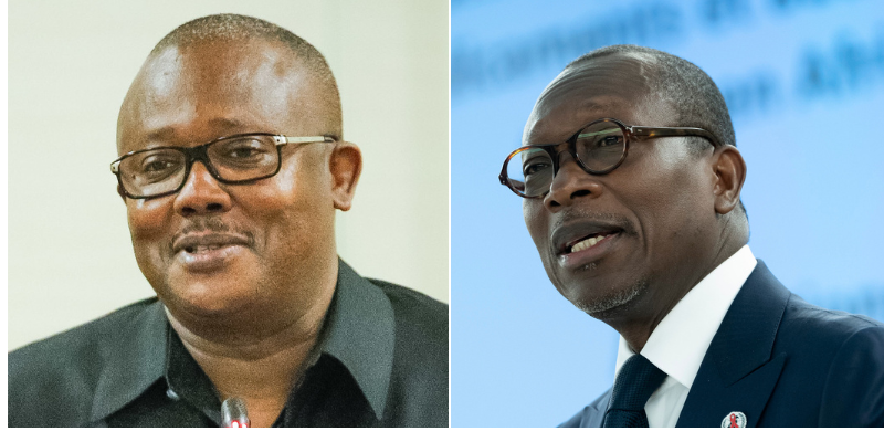 Article discusses recent coup attempts in Guinea-Bissau and Benin. Image shows Guinea Bissau President Umaro Sissoco Embaló (left); and Benin President Patrice Talon (right).